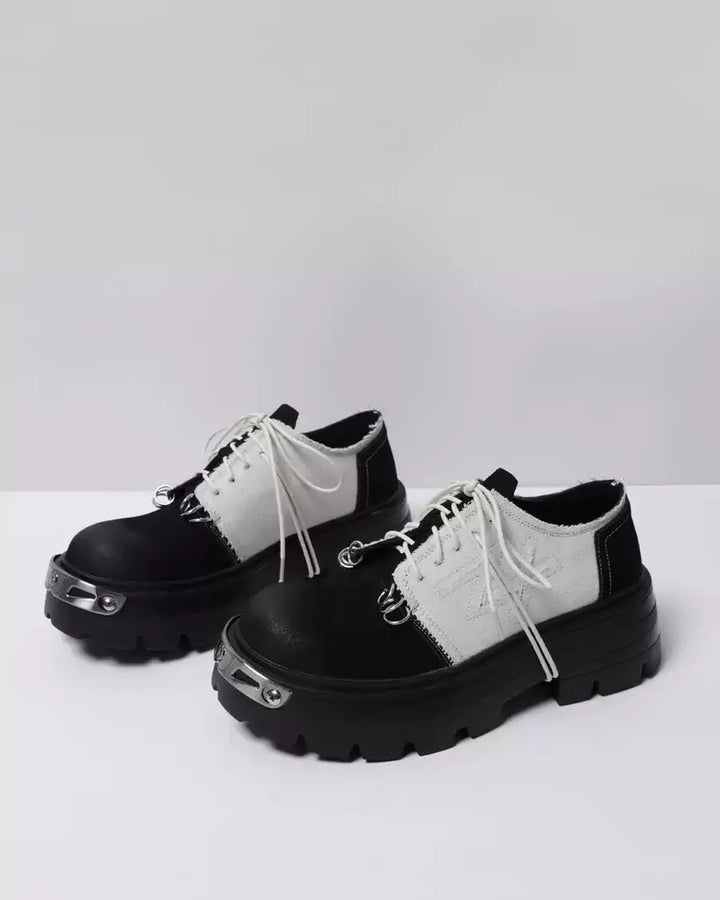 Additional product image of Black and White Gothic Chunky Platform Shoes