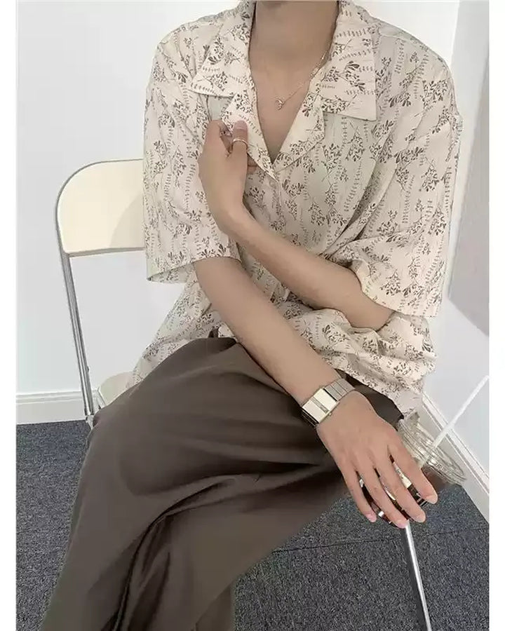 Additional product image of Floral Print Short Sleeve Loose Shirt