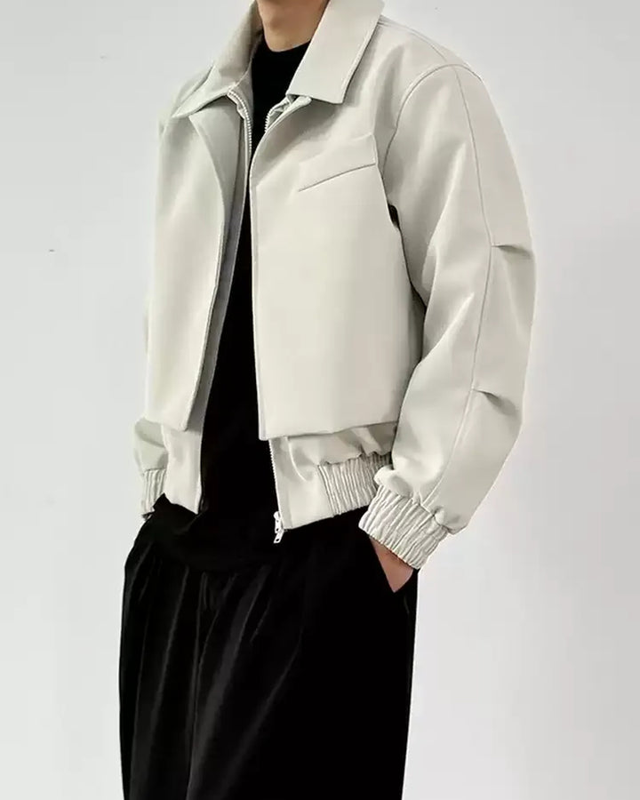 Additional product image of Cropped Boxy Stand Collar Minimalist Workwear Jacket