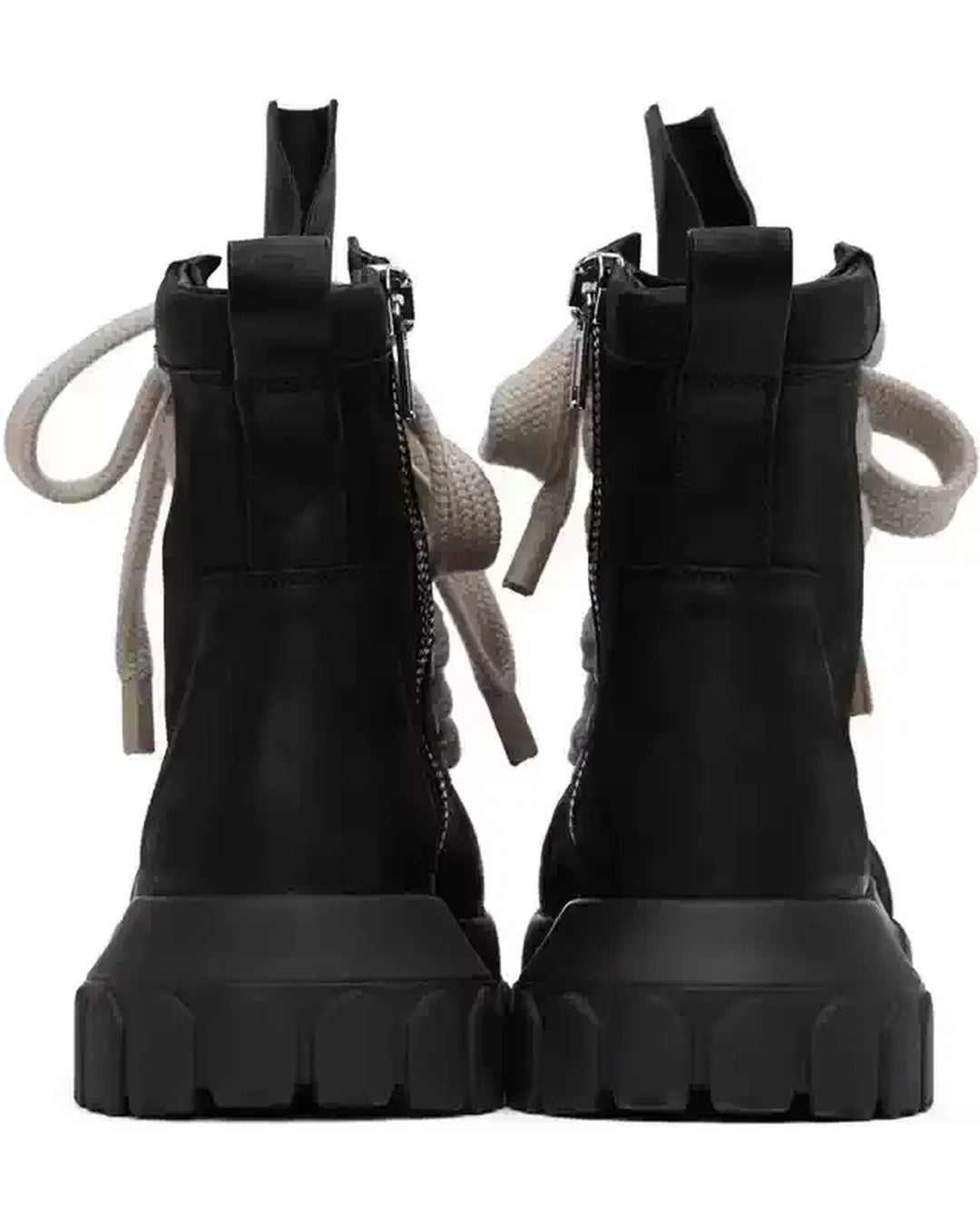 Close-up sole detail of Black and Beige Chunky Platform High-Top Shoes