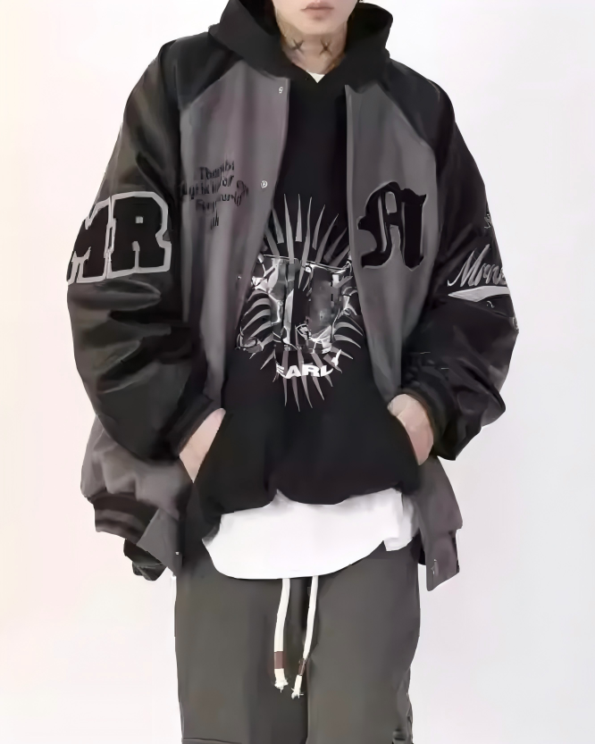 STEP BLOCK ST1006 Graphic Print Varsity Jacket