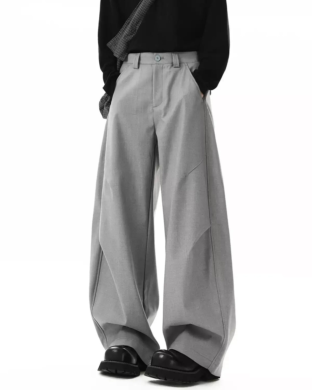Close-up detail of Minimalist Wide Leg Trousers