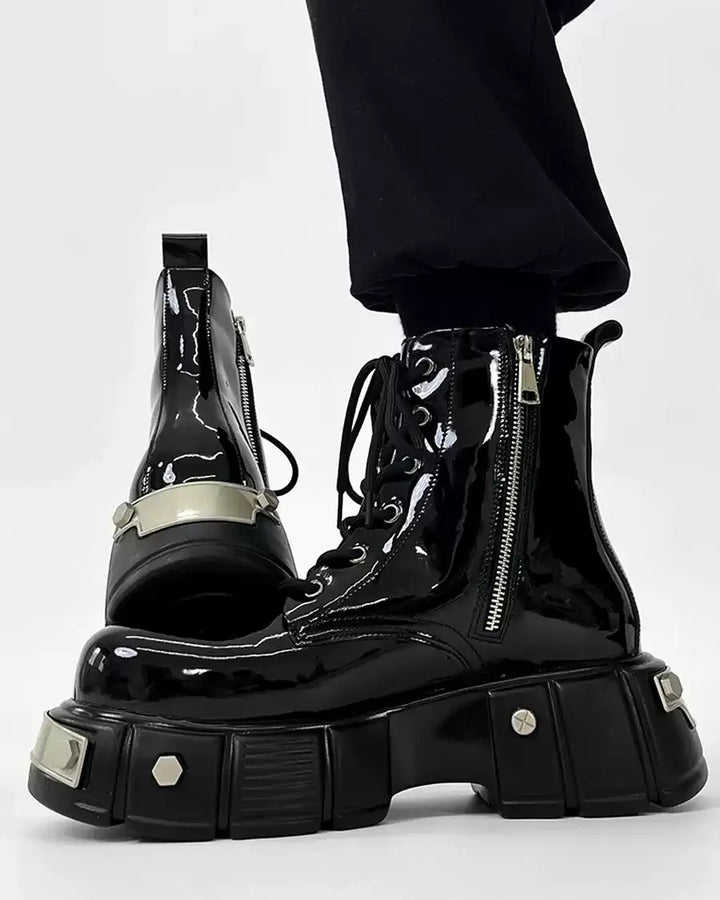 Additional product image of Black Patent Leather Gothic Chunky Platform Shoes