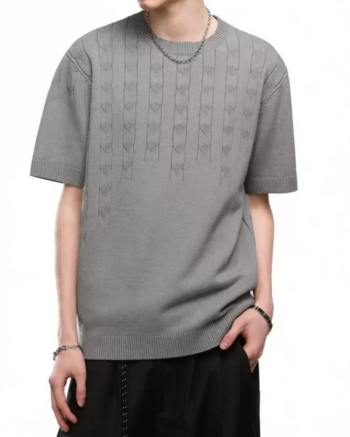 Back view of Cable Knit Oversized T-Shirt