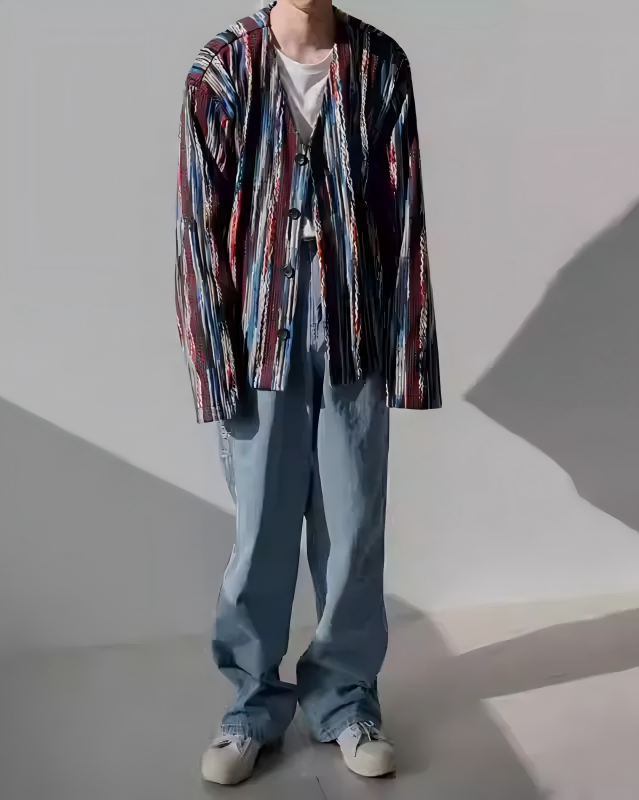 STEP BLOCK MT552 Abstract Textured Open Shirt