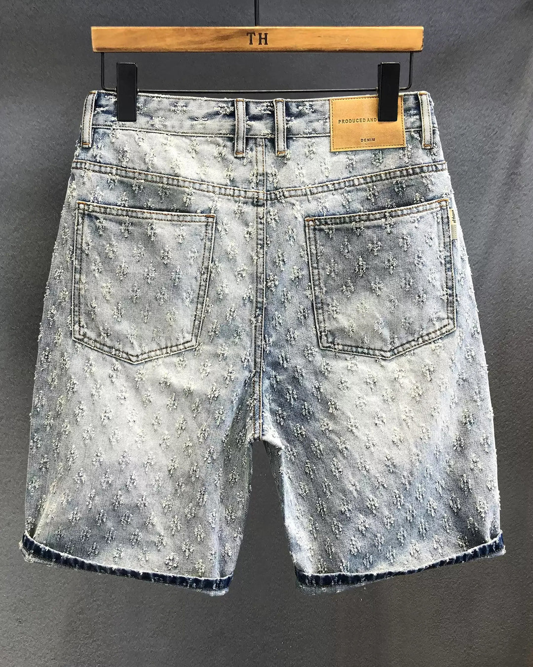 Side view of Washed Wide Leg Denim Shorts