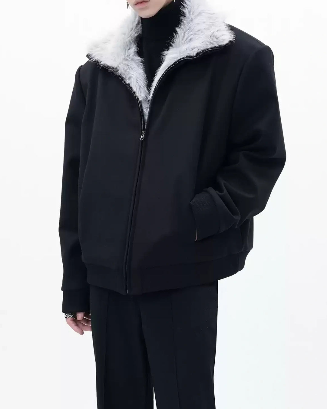 Additional product image of Reversible Shearling Lined Ribbed Collar Bomber Jacket