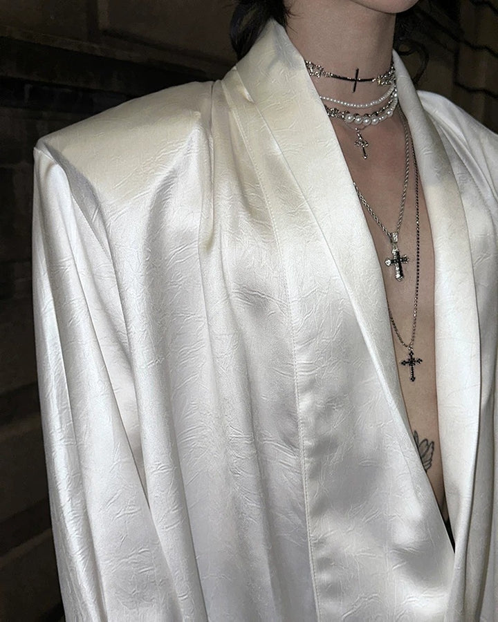 Additional product image of Deep V-Neck Satin Shirt