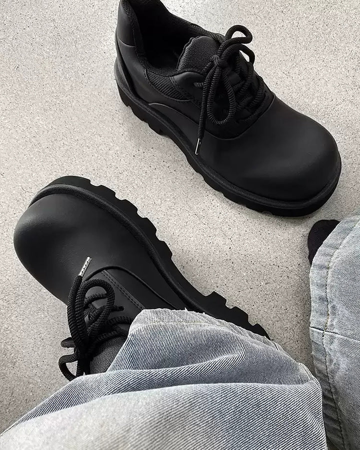 Additional product image of Black Leather Chunky Platform Gothic Shoes