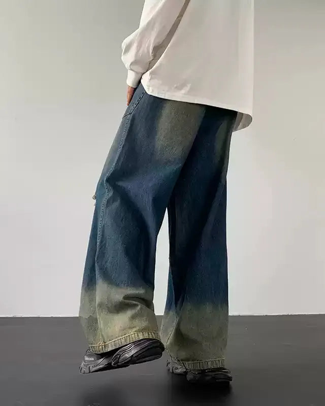 Close-up detail of Vintage Distressed Wide Leg Jeans