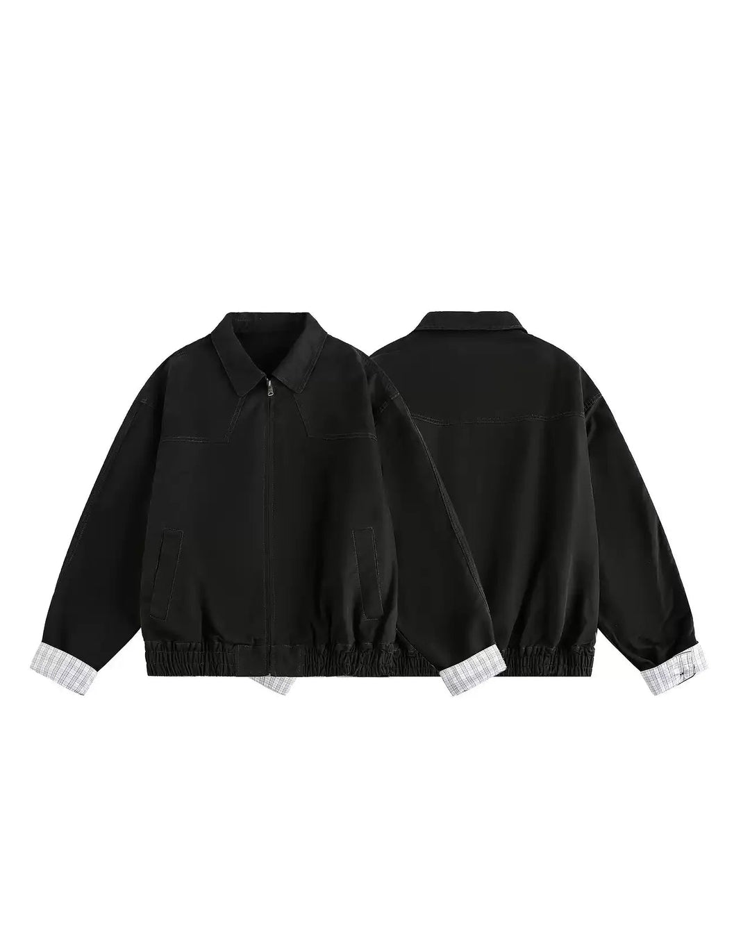 Additional product image of Contrast Cuff Minimalist Zip-Up Workwear Harrington Jacket