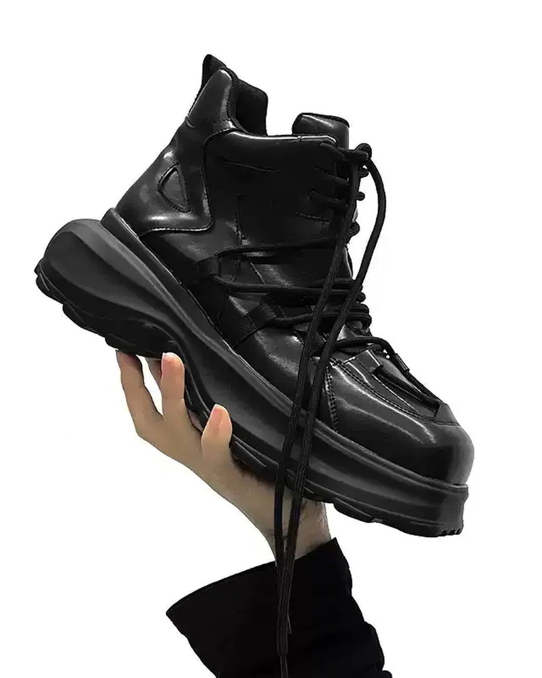 Additional product image of Black Leather High-Top Chunky Platform Shoes