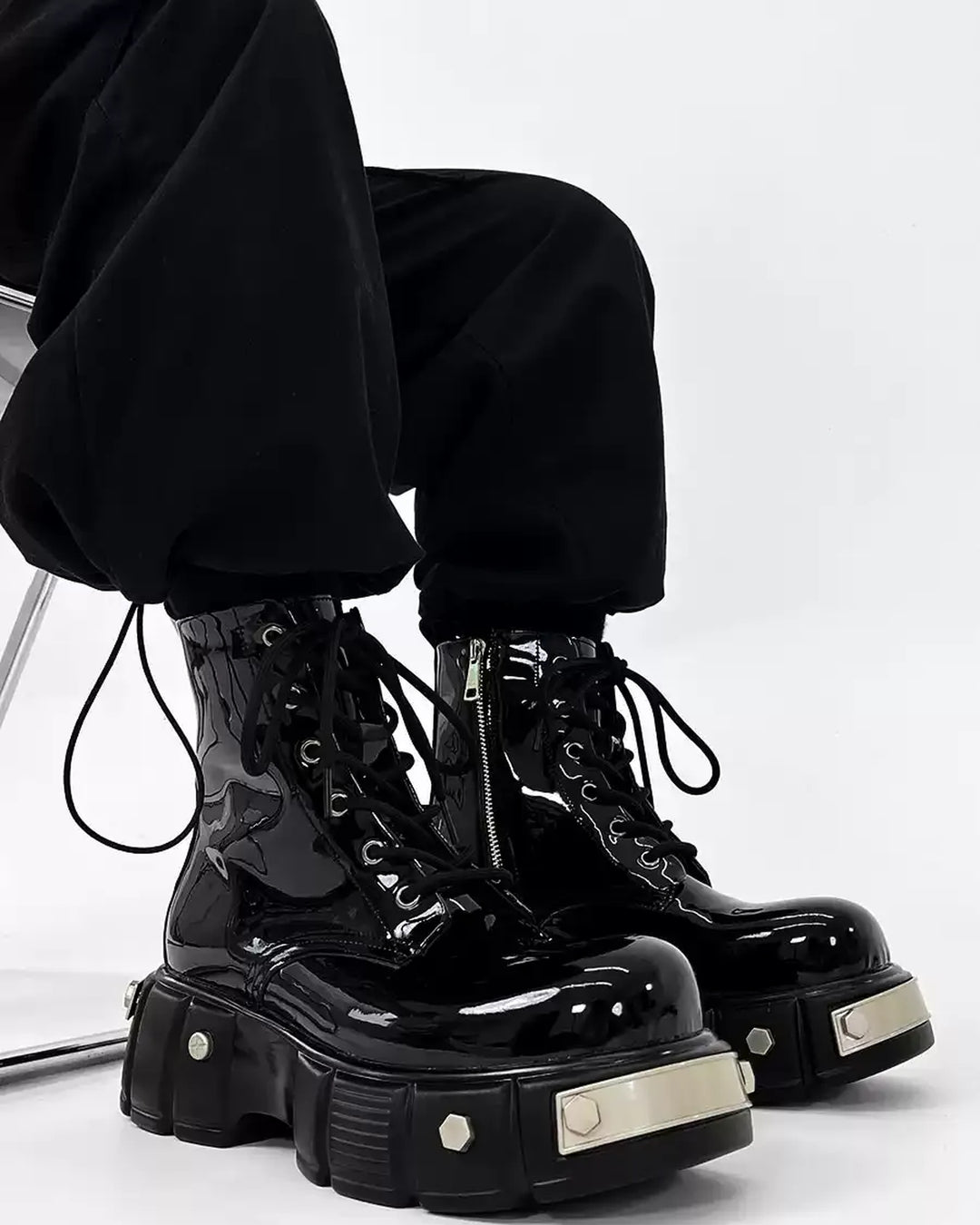 Additional product image of Black Patent Leather Gothic Chunky Platform Shoes