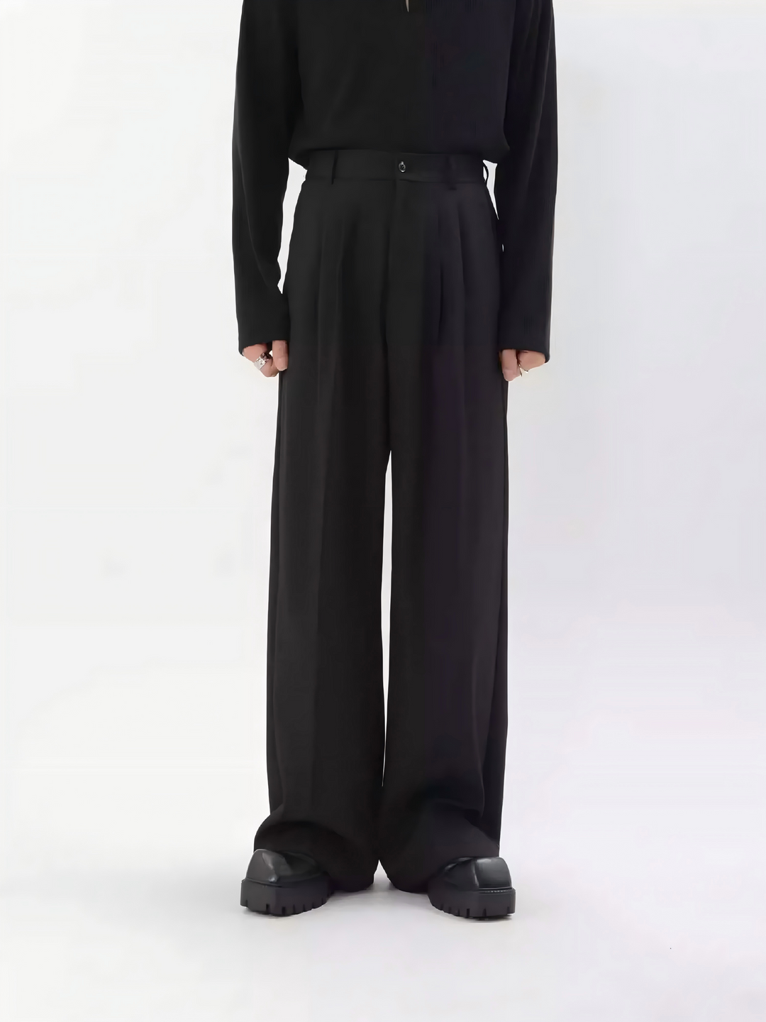 STEP BLOCK MT054 minimalist wide-leg drape casual dress pants