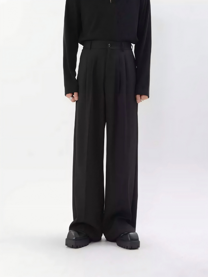 STEP BLOCK MT054 minimalist wide-leg drape casual dress pants