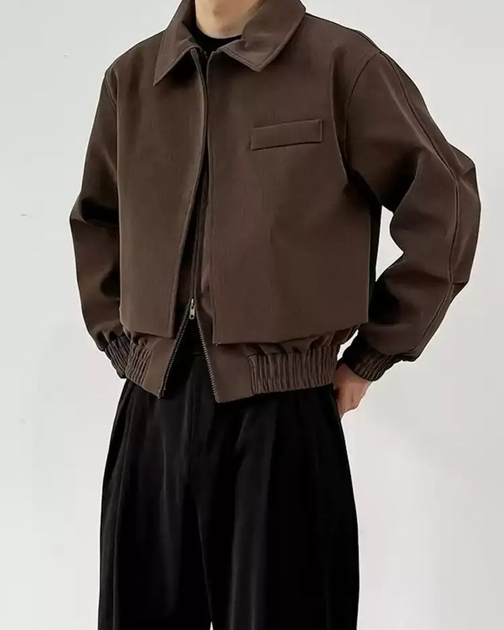 Additional product image of Cropped Boxy Stand Collar Minimalist Workwear Jacket