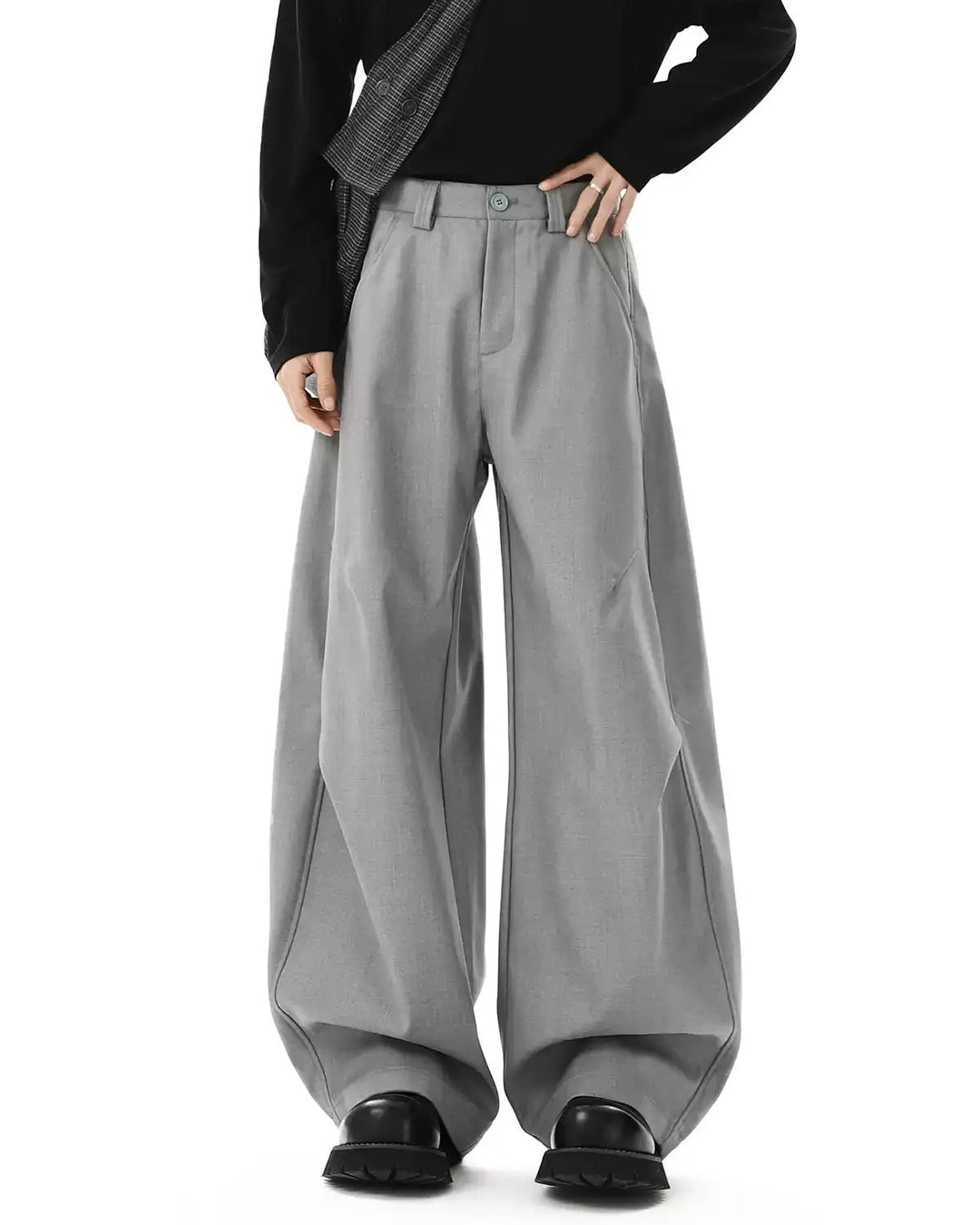Side view of Minimalist Wide Leg Trousers