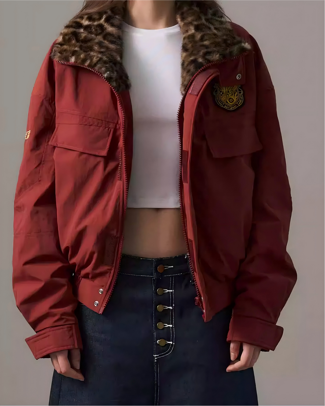 STEP BLOCK ST1017 Shearling Collar Work Jacket
