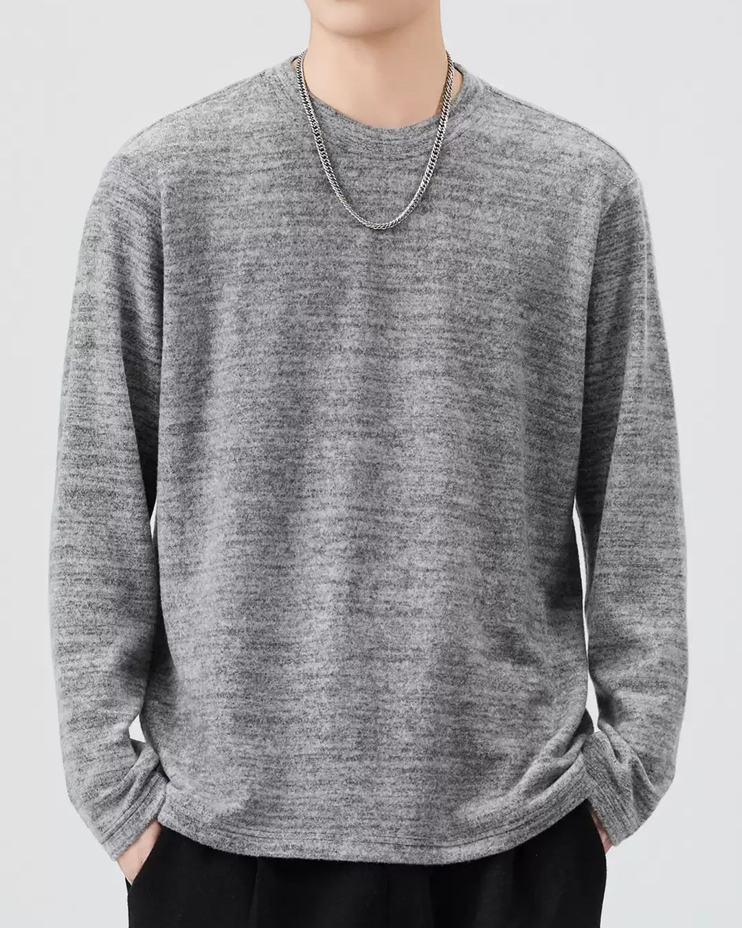 BRYNOR Washed Crew Neck Long Sleeve T-Shirt product photo