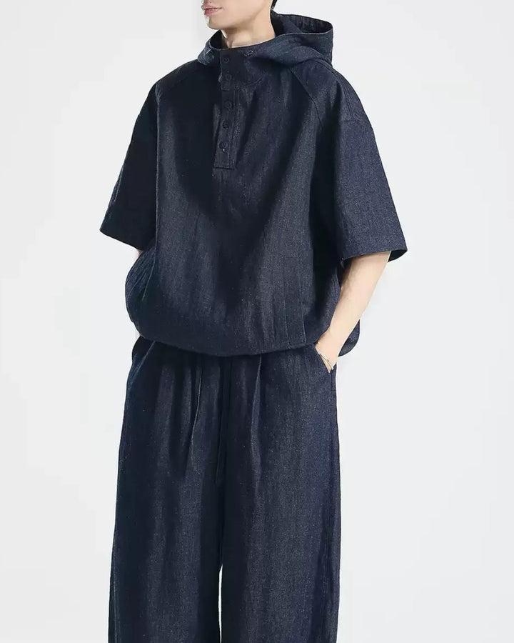 STEP BLOCK MT563 Short Sleeve Hooded Pullover Shirt