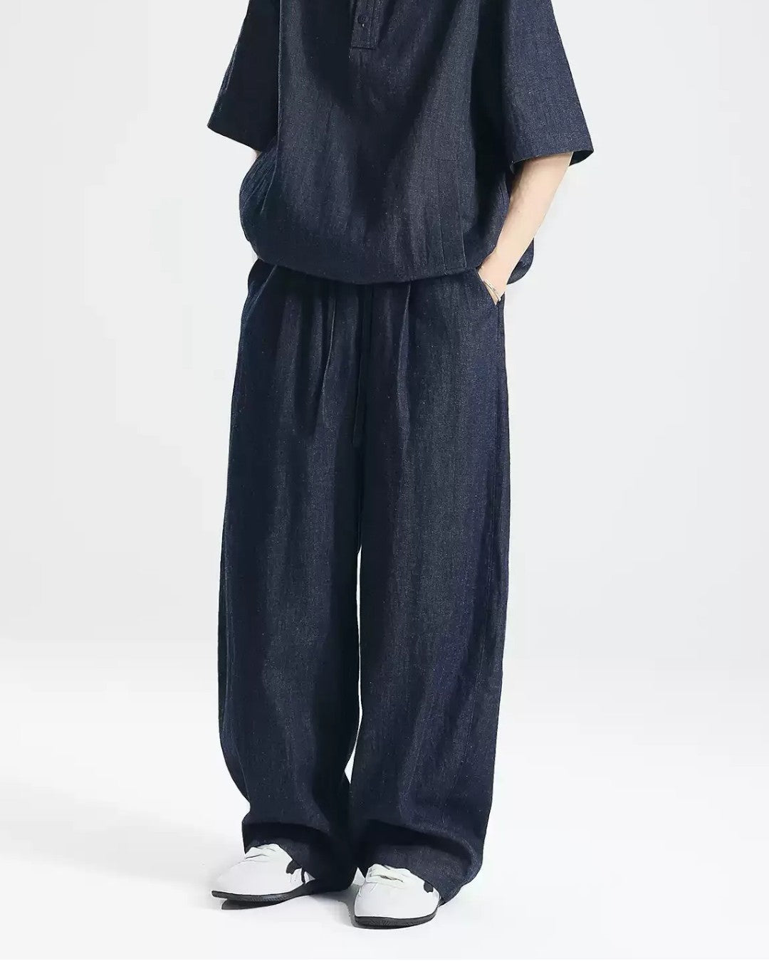 STEP BLOCK MT085 Wide-Leg Pleated Drape Pants - Streetwear Aesthetic