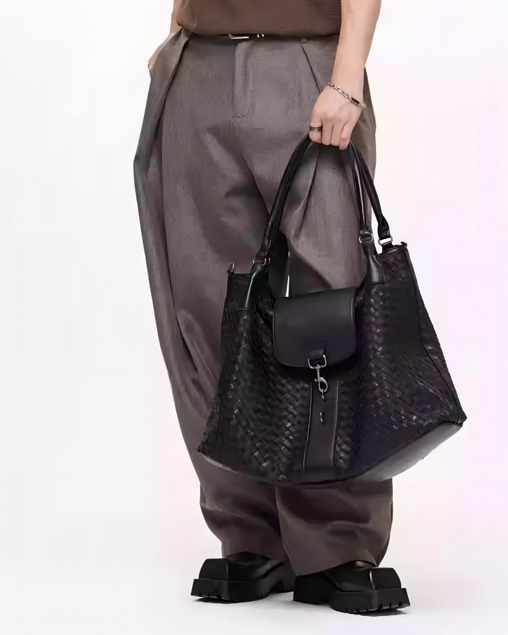 STEP BLOCK Ac079 Woven Pattern Large Hobo Shoulder Bag