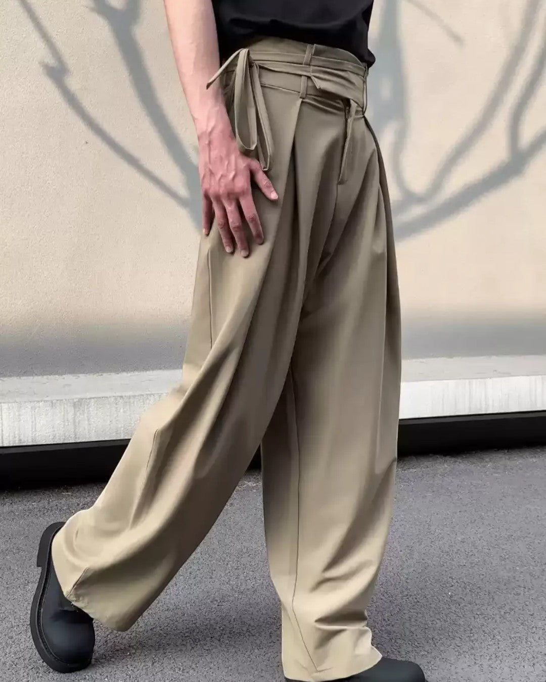 Back view of Pleated Wide Leg Trousers