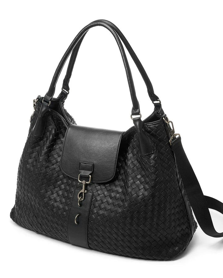 Close-up detail of Woven Pattern Large Hobo Shoulder Bag