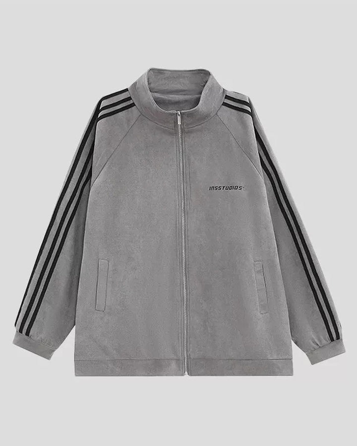 Side view of Striped Sleeve Track Jacket