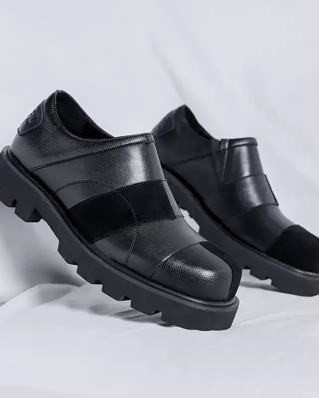 Additional product image of Black Leather Chunky Platform Loafers Shoes