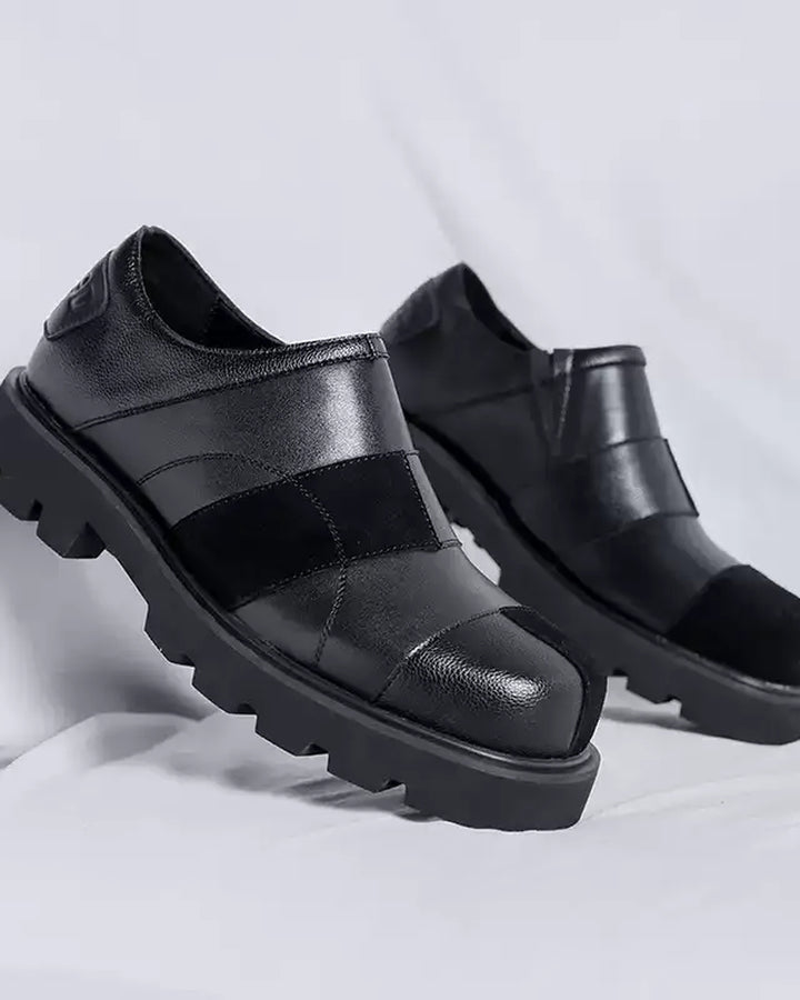Additional product image of Black Leather Chunky Platform Loafers Shoes