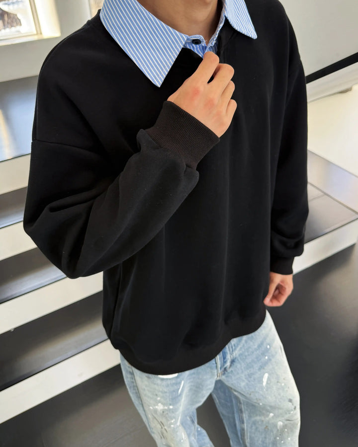 Side view of Layered V-Neck Knit Sweater