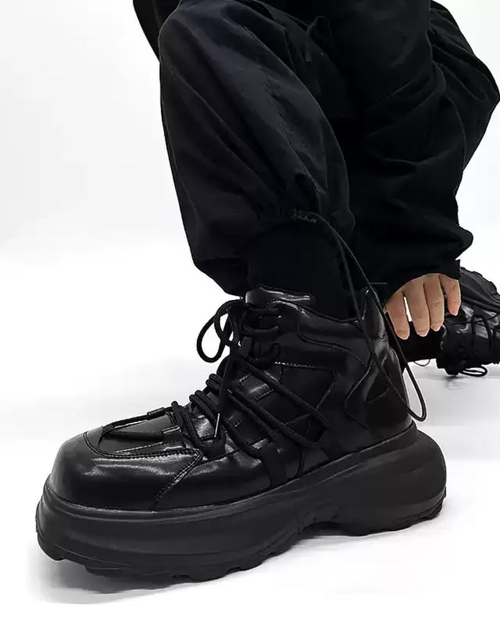 Additional product image of Black Leather High-Top Chunky Platform Shoes