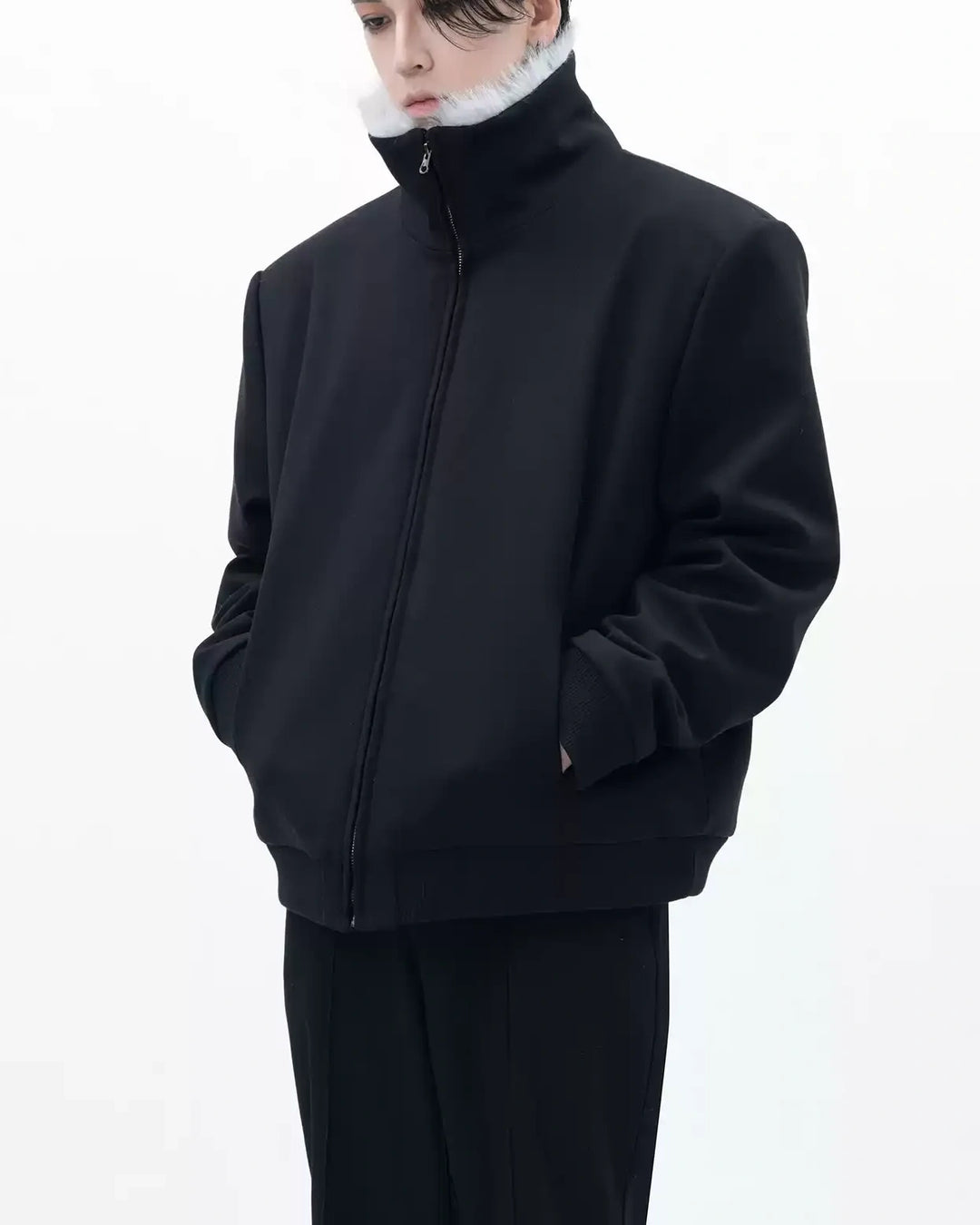 Additional product image of Reversible Shearling Lined Ribbed Collar Bomber Jacket