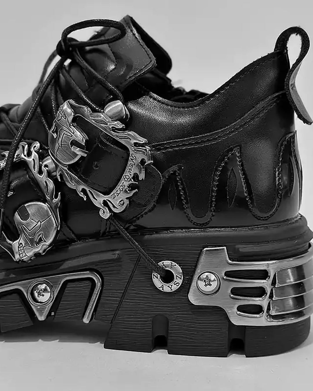 Additional product image of White and Black Gothic Distressed Shoes