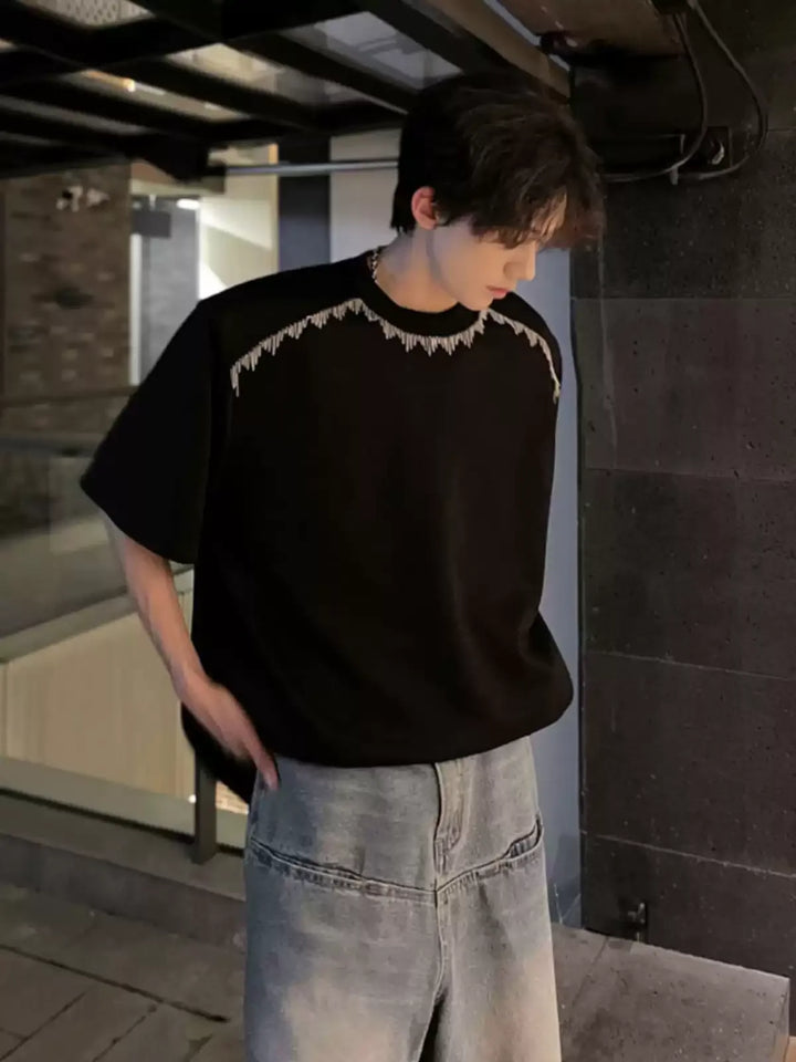 Additional product image of Distressed Neckline Oversized T-Shirt
