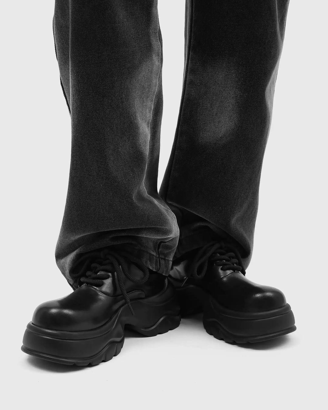 Additional product image of Black Leather Chunky Platform Shoes
