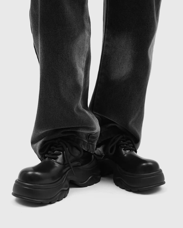 Additional product image of Black Leather Chunky Platform Shoes