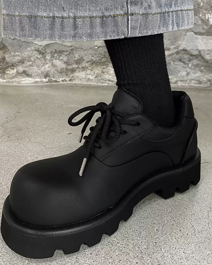 Additional product image of Black Leather Chunky Platform Gothic Shoes
