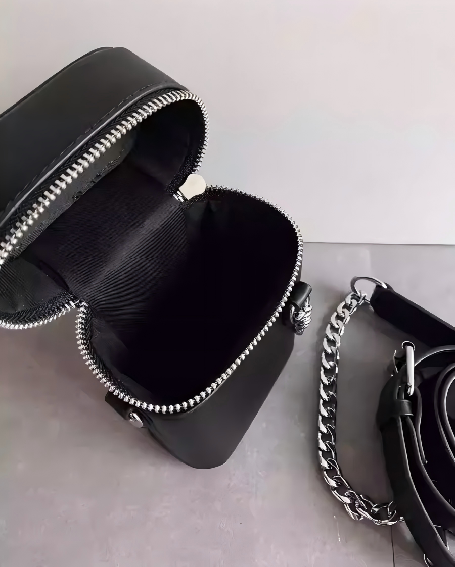 STEP BLOCK Ac077 Mini Vertical Crossbody Bag with Chain Detail