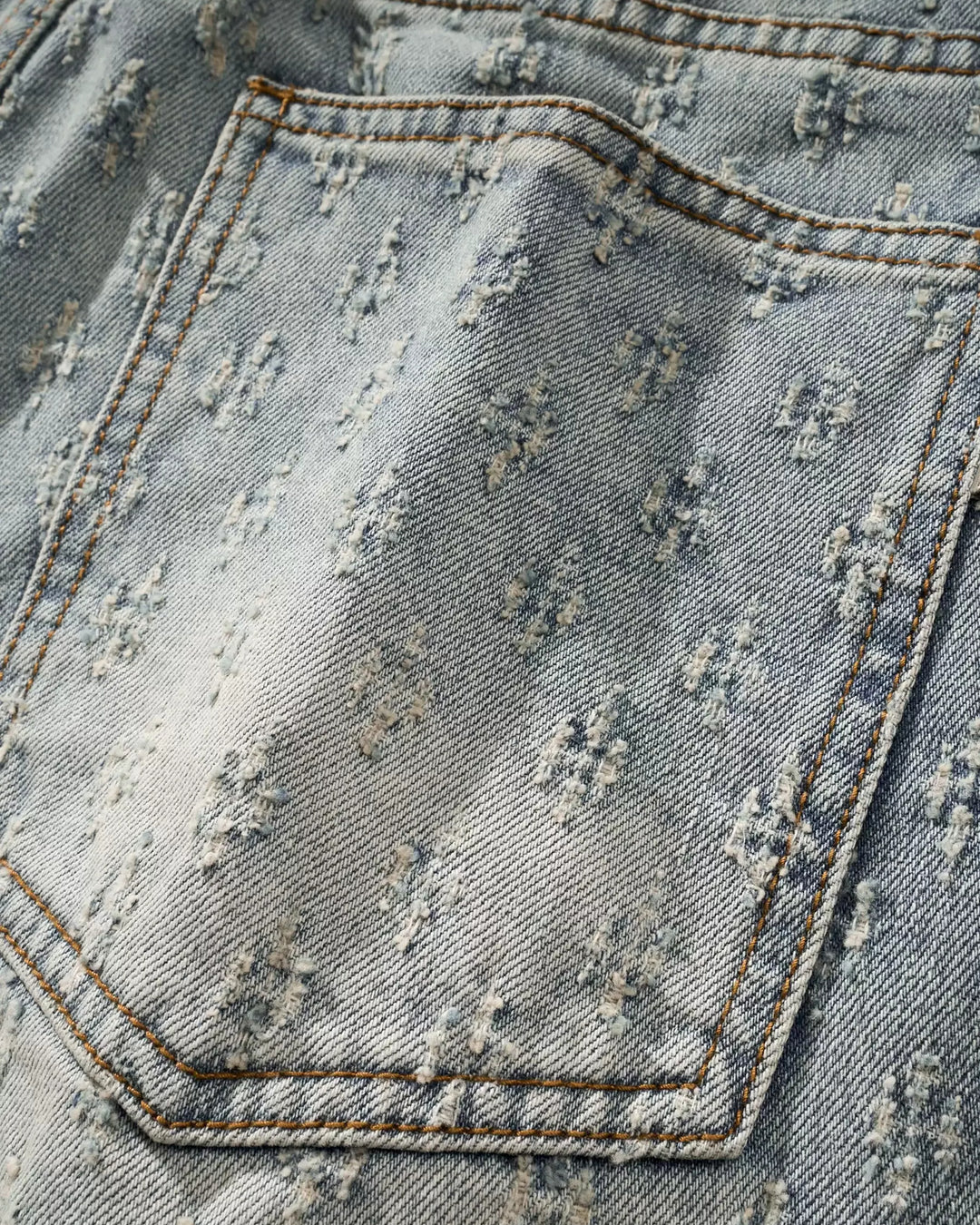 Close-up detail of Washed Wide Leg Denim Shorts