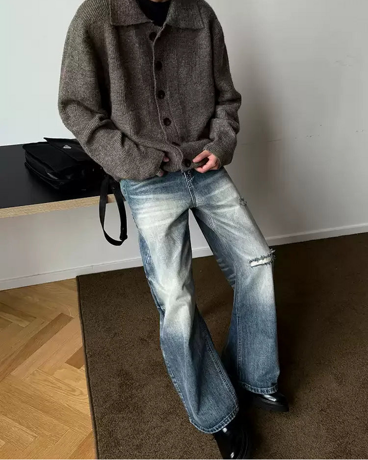 Additional product image of Light Wash Distressed Baggy Jeans