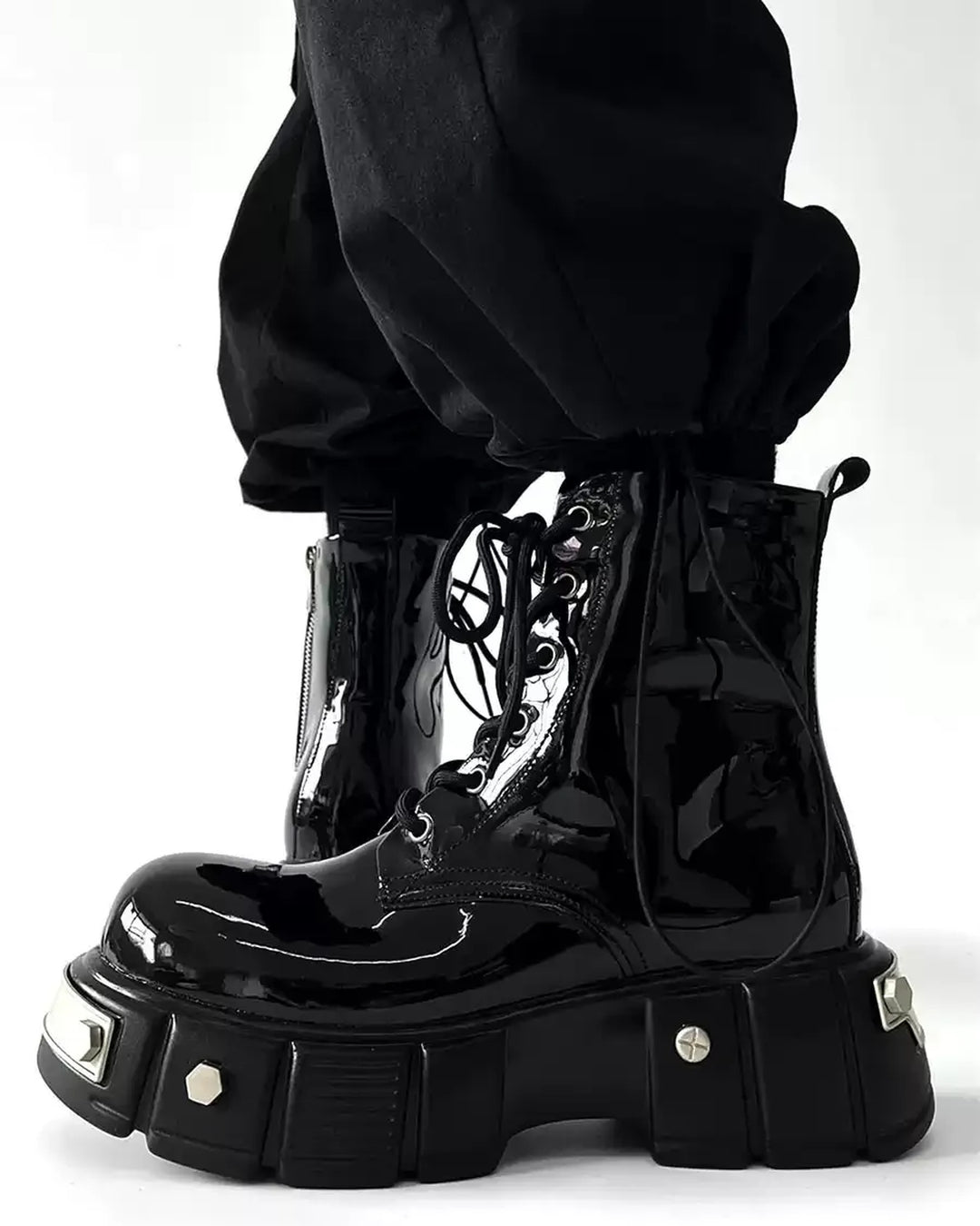 Additional product image of Black Patent Leather Gothic Chunky Platform Shoes