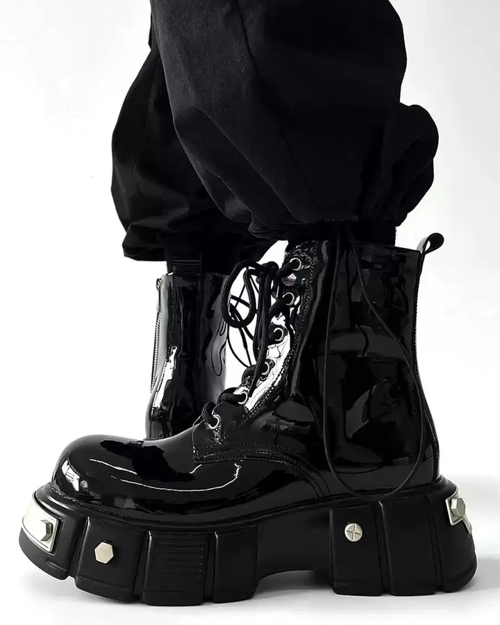 Additional product image of Black Patent Leather Gothic Chunky Platform Shoes