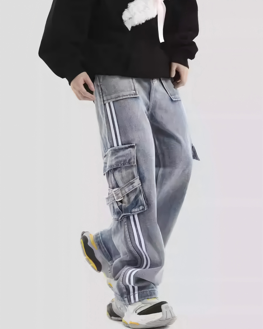 STEP BLOCK MT023 Multi-Pocket Cargo Baggy Jeans