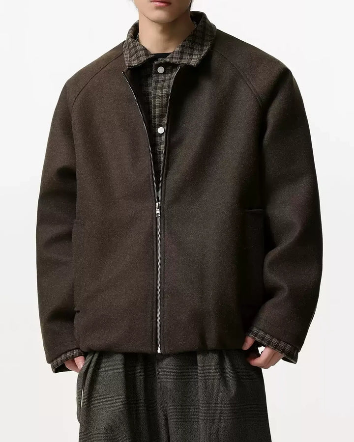Additional product image of Plaid Contrast Lined Stand Collar Oversized Workwear Jacket