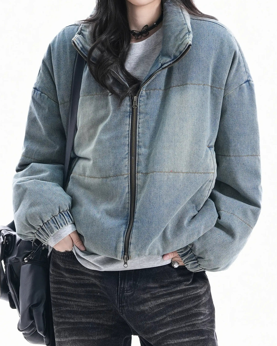Side view of Minimalist Puffer Jacket