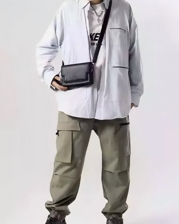STEP BLOCK Ac083 Minimalist Leather Crossbody Bag