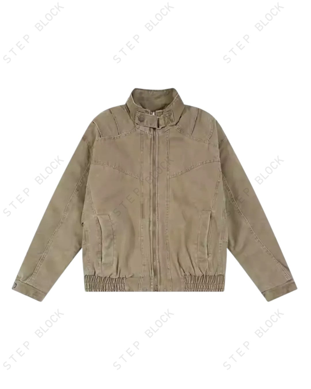 STEP BLOCK ST035 Washed Distressed Oversized Bomber Jacket