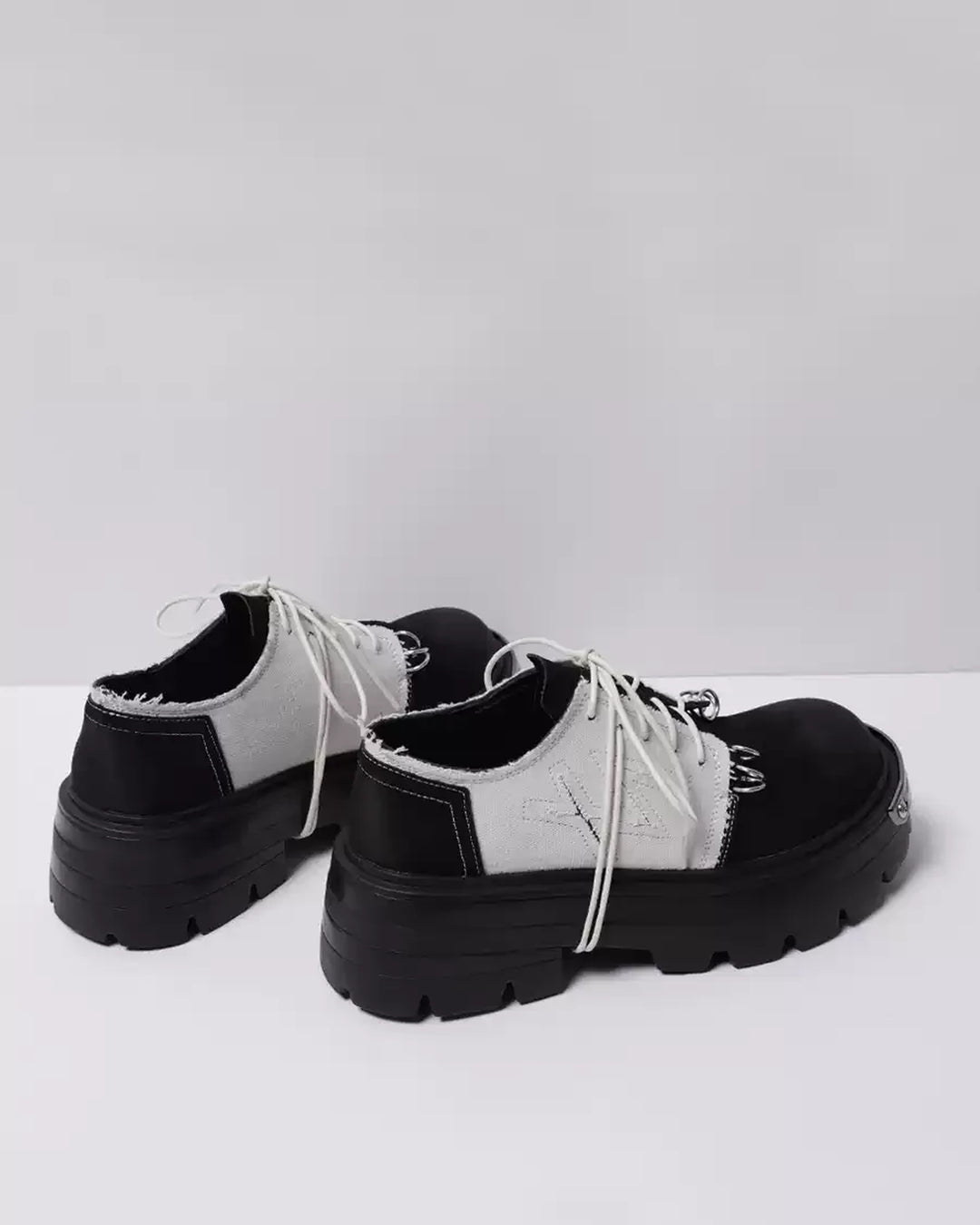 Back view of Black and White Gothic Chunky Platform Shoes